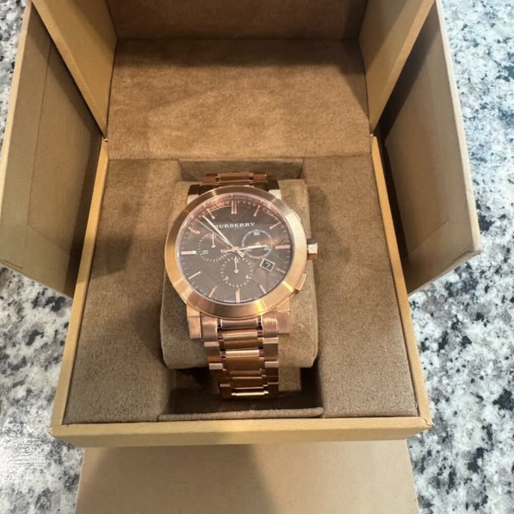 Burberry Men's Bu9353 Chronograph Quartz Watch Rose Gold